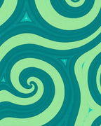 Teal Green Swirls Abstract Rug