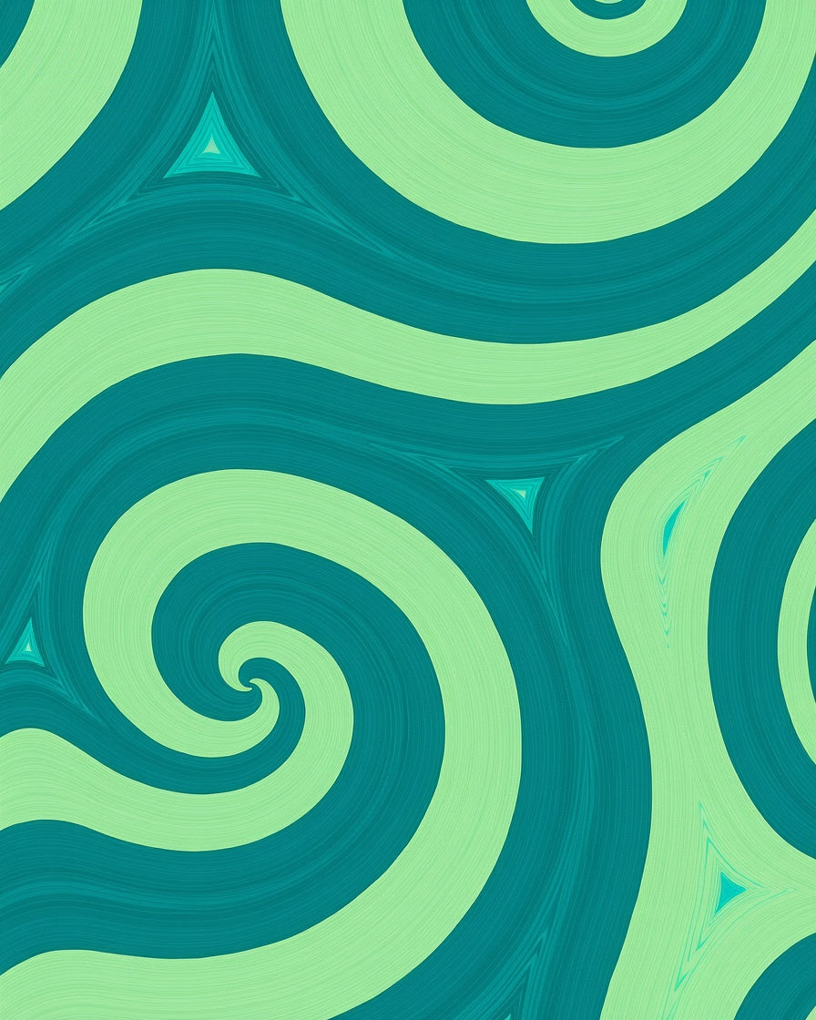 Teal Green Swirls Abstract Rug
