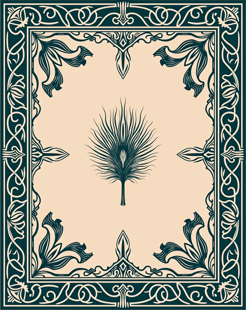 Green Palm Leaf Frame Rug