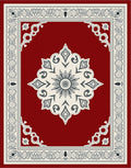 Rich Scarlet Antique Lotus Border Rug