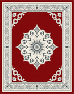 Rich Scarlet Antique Lotus Border Rug