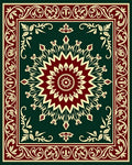 Deep Teal Crimson Medallion Border Rug