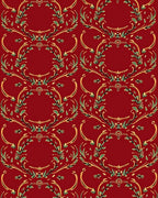 Crimson Gold Green Floral Wreath Rug