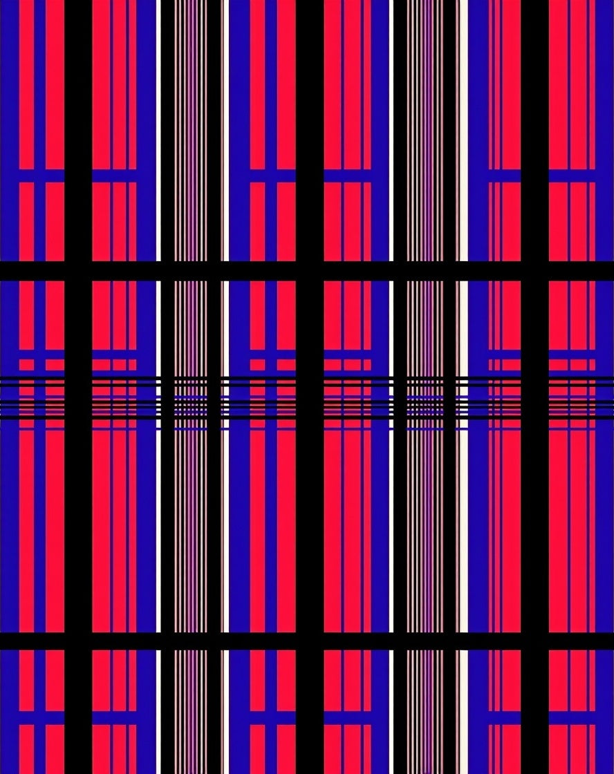 Red Blue Black Plaid Grid Rug