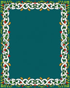 Ornate Green Floral Intertwined Border Rug
