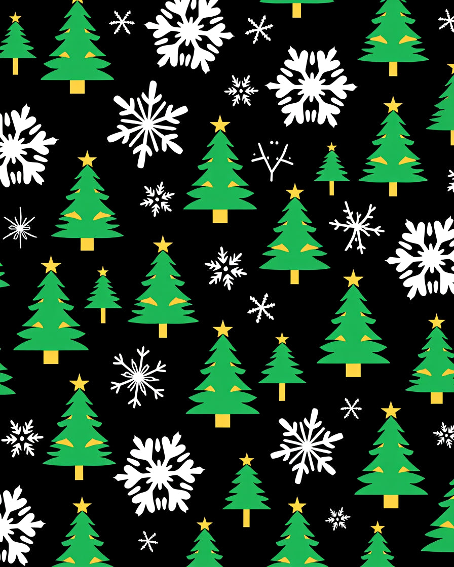 Green Christmas Trees White Snowflakes Rug