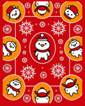 Whimsical Snowmen And Snowflakes Red Rug