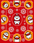 Whimsical Snowmen And Snowflakes Red Rug