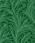 Dark Green Leafy Swirl Vine Rug