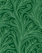 Dark Green Leafy Swirl Vine Rug