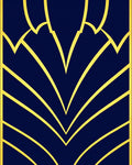 Deep Blue Gold Geometric Fan Rug