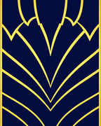 Deep Blue Gold Geometric Fan Rug