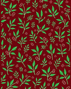 Crimson Greenery Leaf Cluster Rug
