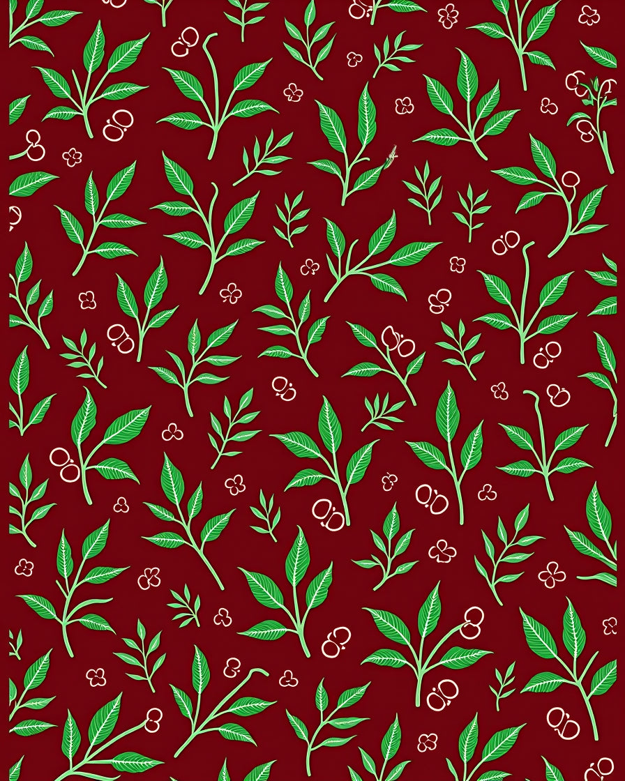 Crimson Greenery Leaf Cluster Rug