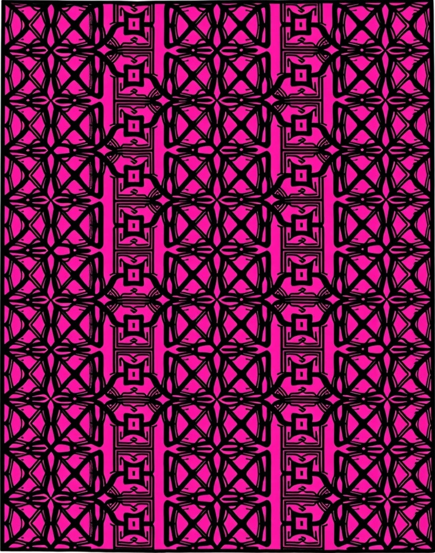 Bright Pink Geometric Interlace Rug