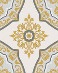 Gold Gray Baroque Scroll Ornament Rug