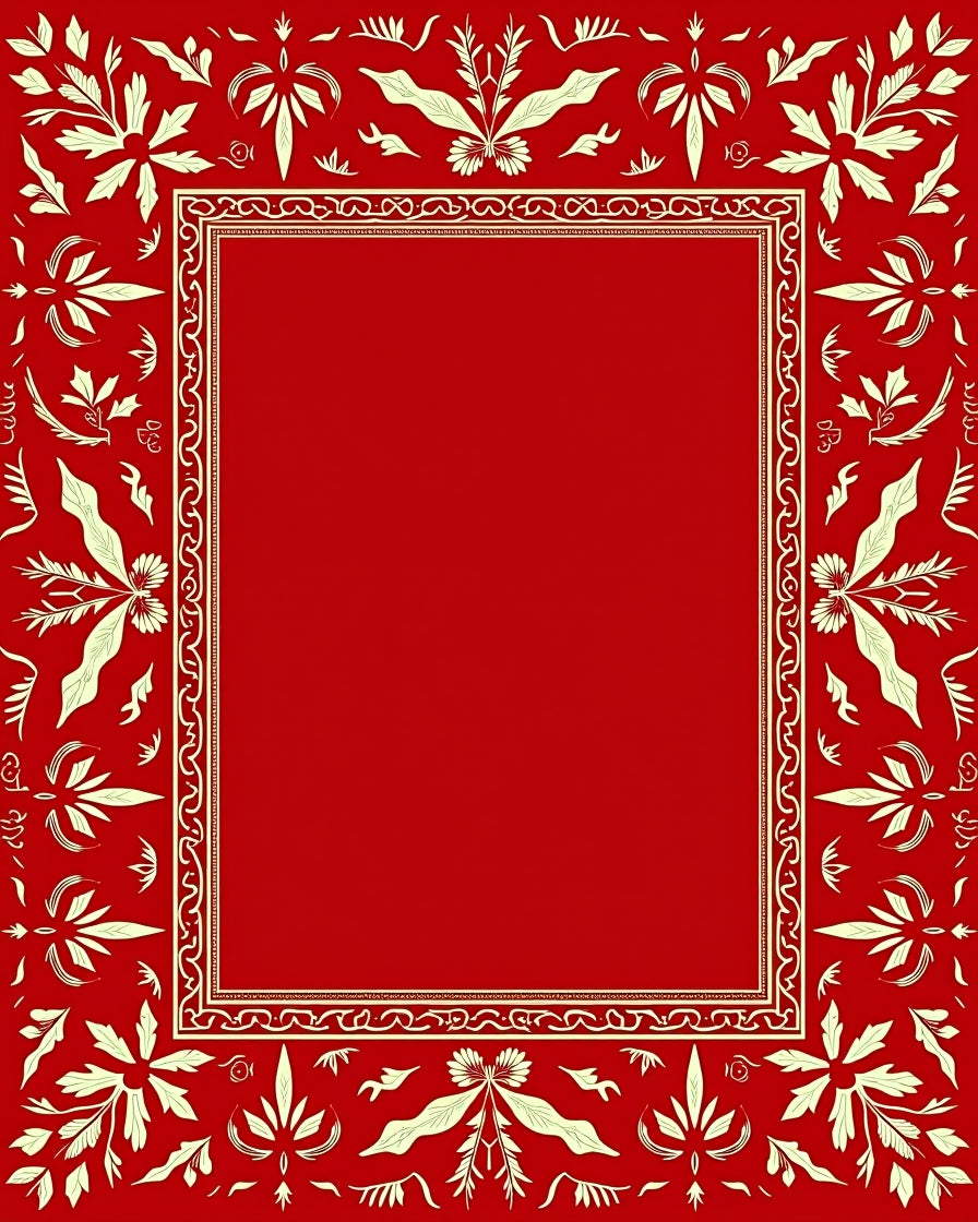 Crimson Red Floral Border Rug