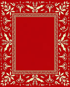 Crimson Red Floral Border Rug