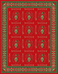 Victorian Red Green Leaf Border Rug