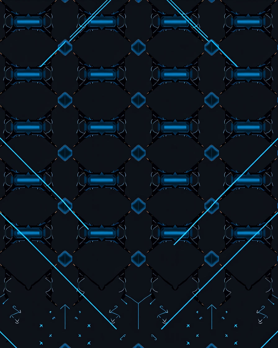 SciFi Blue Geometric Intersecting Lines Rug