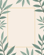 Elegant Green Leaf Bordered Cream Rug