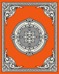 Orange Mandala Intricate Border Rug