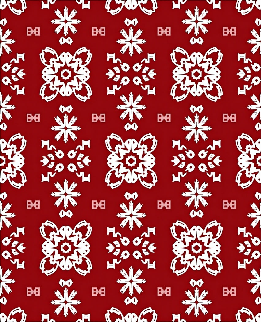 White Snowflake Medallion Crimson Symmetry Rug