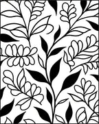 Black and White Leafy Vine Abstract Rug