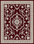 Deep Red Cream Floral Medallion Rug