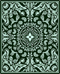 Emerald Green Floral Swirl Art Nouveau Rug