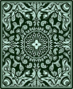Emerald Green Floral Swirl Art Nouveau Rug