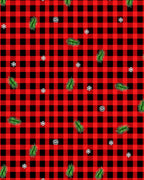 Red Black Buffalo Plaid Evergreen Snowflakes Rug