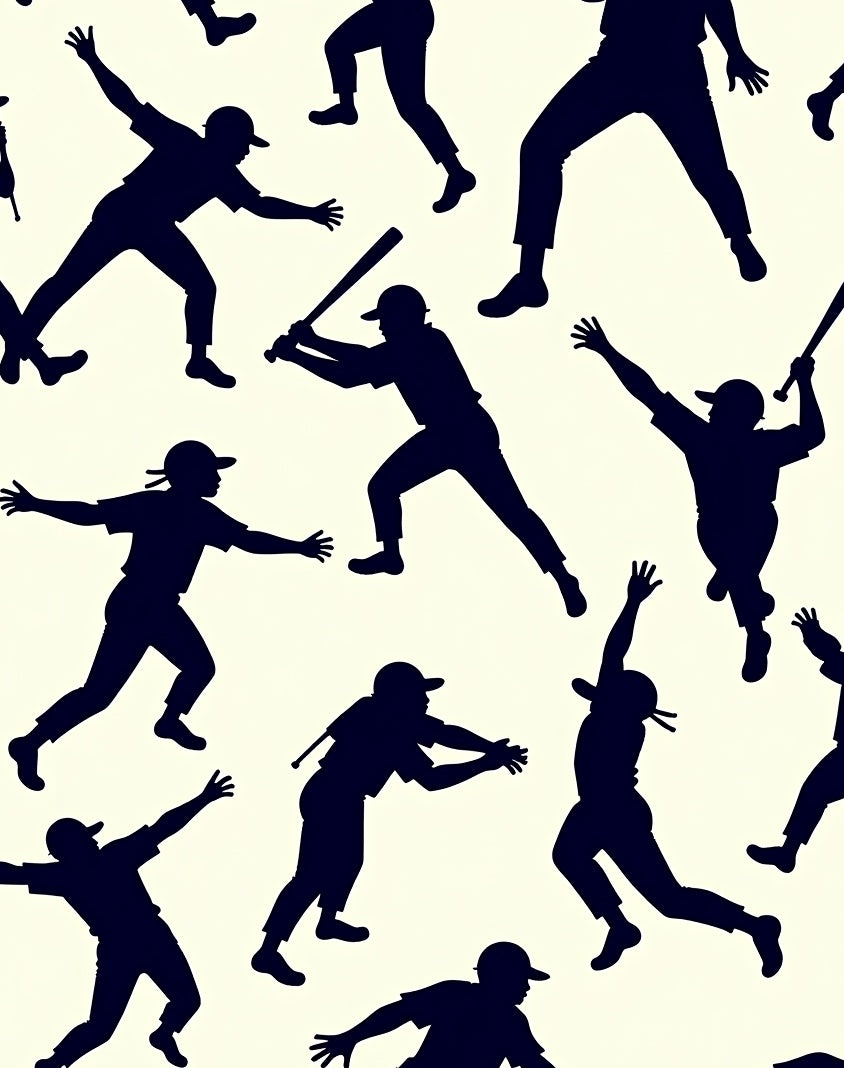Baseball Silhouette Game Action Rug