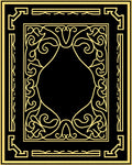Elegant Gold Floral Scrollwork Frame Rug