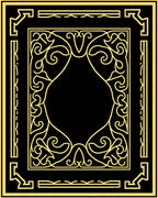 Elegant Gold Floral Scrollwork Frame Rug