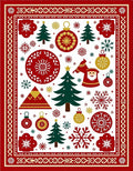 Holiday Red Green Santa Trees Ornaments Rug