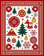 Holiday Red Green Santa Trees Ornaments Rug