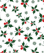 Festive Green Red Holly Leaf Cluster Rug