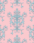 Ornate Aqua Floral Rococo Rug