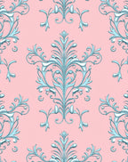 Ornate Aqua Floral Rococo Rug