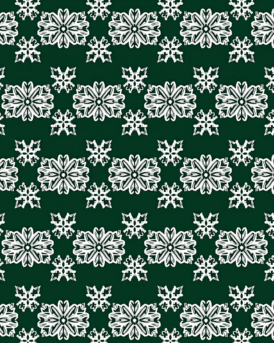 Emerald White Floral Snowflake Medallion Rug