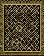 Golden Yellow Interlocking Geometric Frame Rug