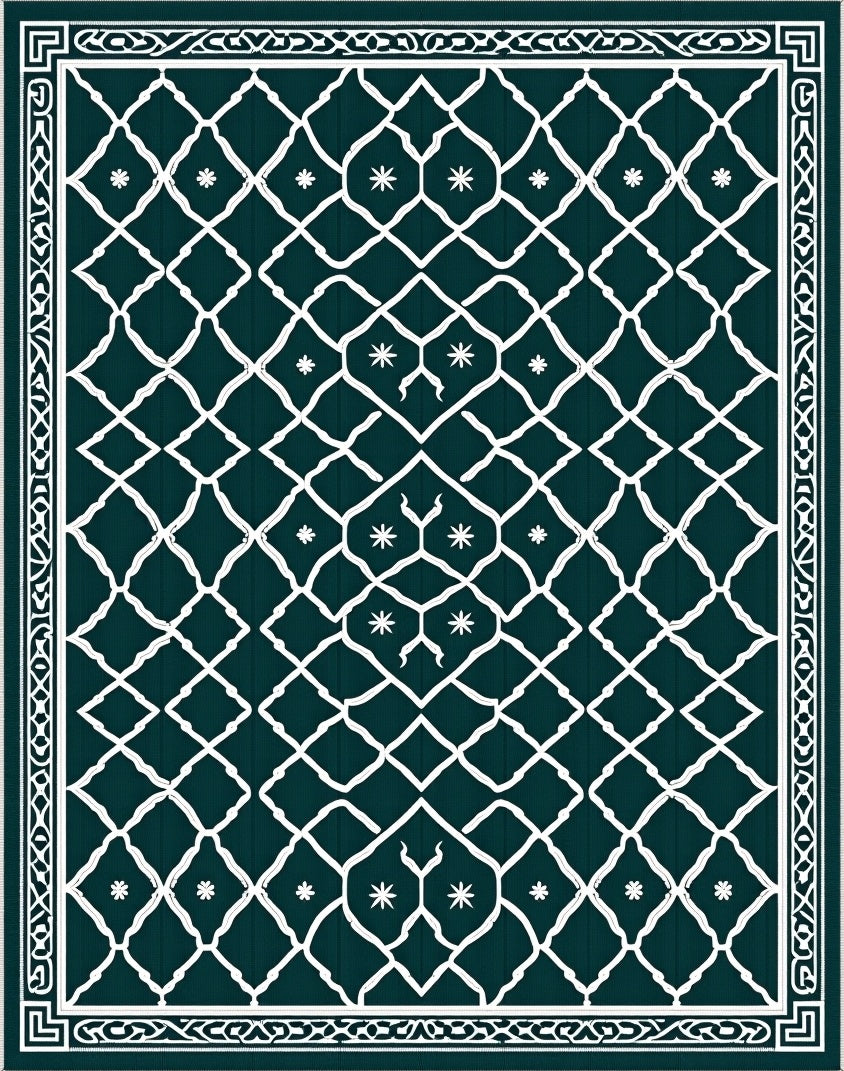 Emerald Lattice Starburst Rug