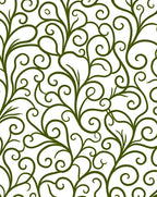 Vibrant Green Swirling Vine Art Rug