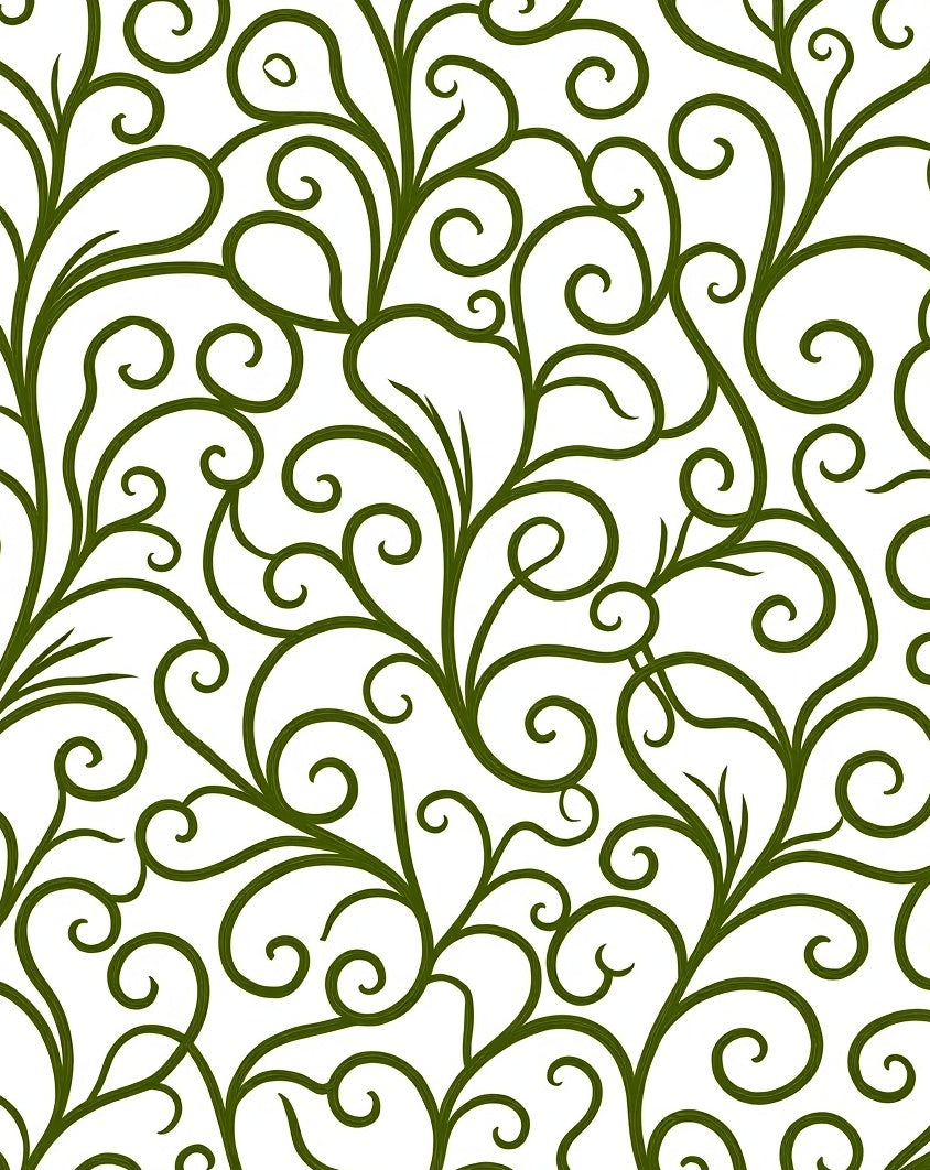 Vibrant Green Swirling Vine Art Rug