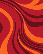 Retro Red Orange Swirl Rug