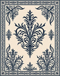 Cream Sapphire Floral Border Accent Rug