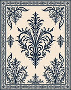 Cream Sapphire Floral Border Accent Rug