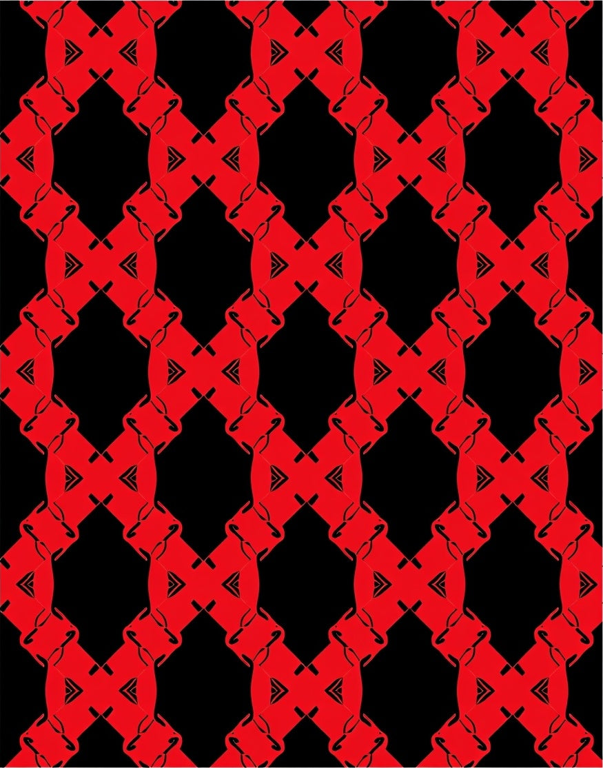 Bold Red Lattice Geometric Rug