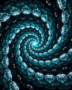 Aqua Spiral Fractal Bloom Rug